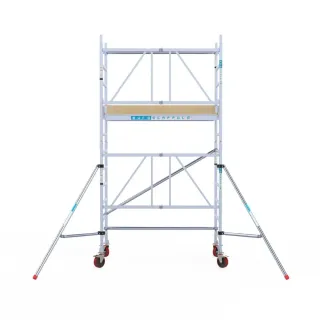 Mobile aluminum scaffold - 90 cm x 190 cm x 4.7 m - adjustable wheels