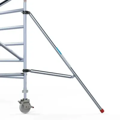 Mobile aluminum scaffold 90 cm x 190 cm x 5.8 m + additional stabilizers