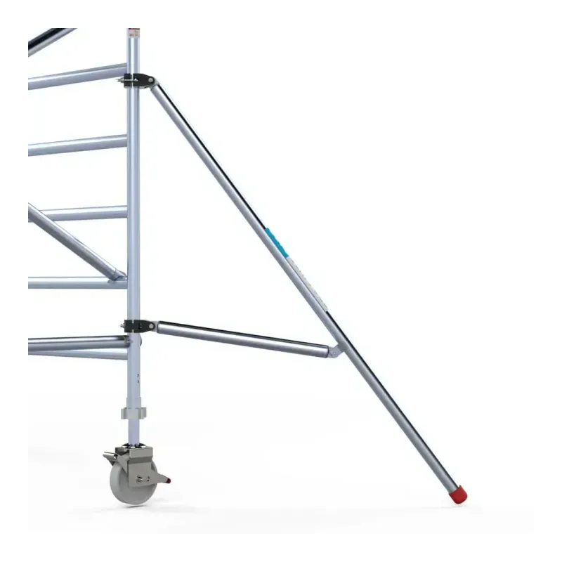 Mobile aluminum scaffold 90 cm x 190 cm x 5.8 m + additional stabilizers