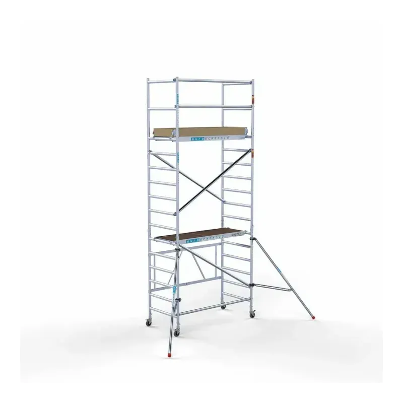 Mobile aluminum scaffold 90 cm x 190 cm x 5.8 m + additional stabilizers