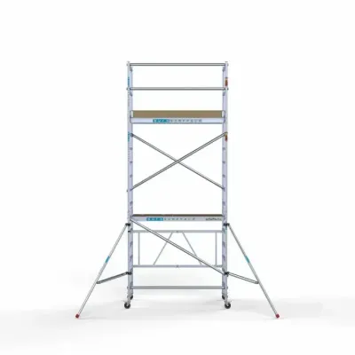 Mobile aluminum scaffold 90 cm x 190 cm x 5.8 m + additional stabilizers