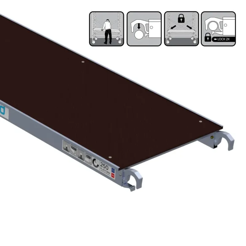 Euroscaffold platform without hatch - 60 cm x 250 cm - easy assembly
