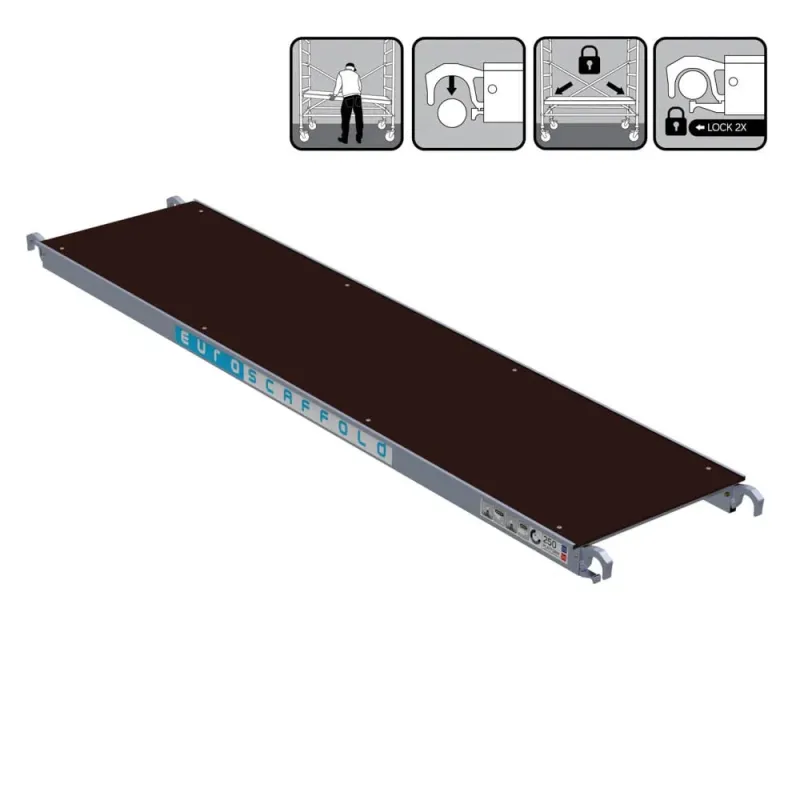 Euroscaffold platform without hatch - 60 cm x 250 cm - easy assembly