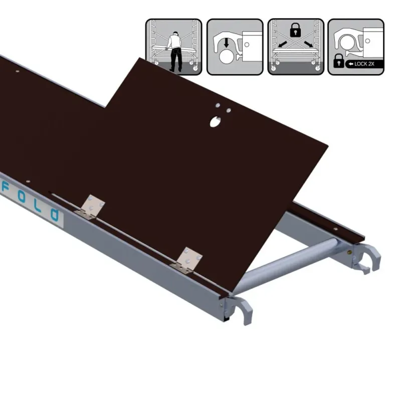 Euroscaffold platform with hatch - 60 cm x 250 cm - easy assembly