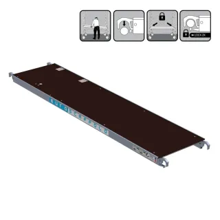Euroscaffold platform with hatch - 60 cm x 250 cm - easy assembly