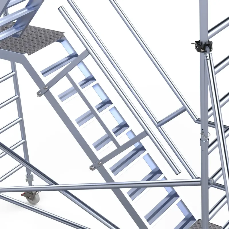 Rusztowanie aluminiowe - wieża schodowa - 135 cm x 250 cm x 12,2 m