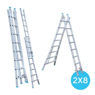 Drabina wygięta dwuelementowa Eurostairs (Euroscaffold) 2 x 8 - wysokość robocza do 4,50 m