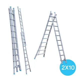 Drabina wygięta dwuelementowa Eurostairs (Euroscaffold) 2 x 10 - wysokość robocza do 5,5 m