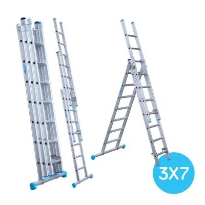 Three-section ladder Eurostairs 3 x 7 - working height up to 5.5 m