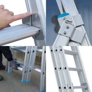 Drabina wygięta trzyelementowa Eurostairs (Euroscaffold) 3 x 9 - wysokość robocza do 6,5 m