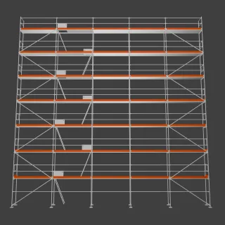 Rusztowanie ramowe Plettac PD70 - pole 3 m - 15 m x 16 m - 240 m2 roboczo